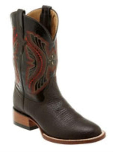 Men's Black Cherry Bison Leather D-Toe Boot ~ botines para hombre