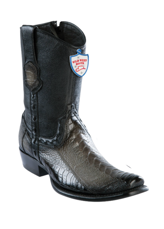Wild West Ostrich Leg Boots - Dubai Toe Gray