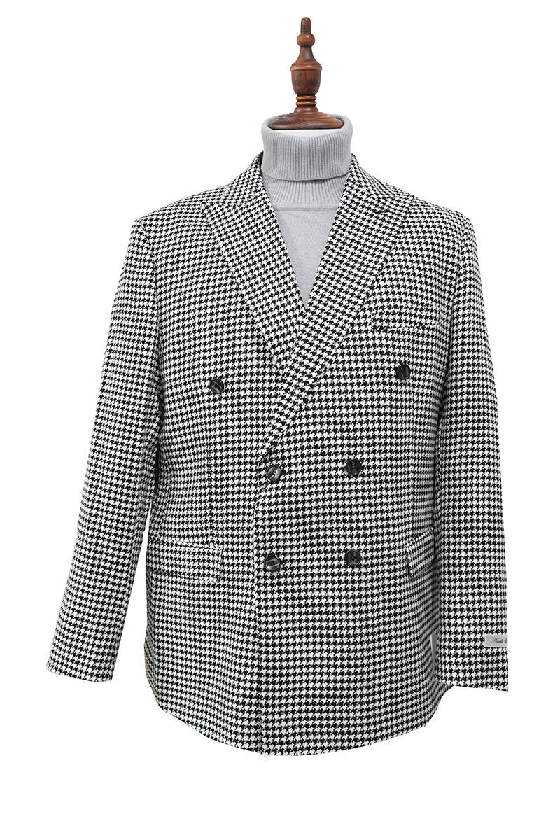 Black Houndstooth Hybrid Double Breasted Jacket