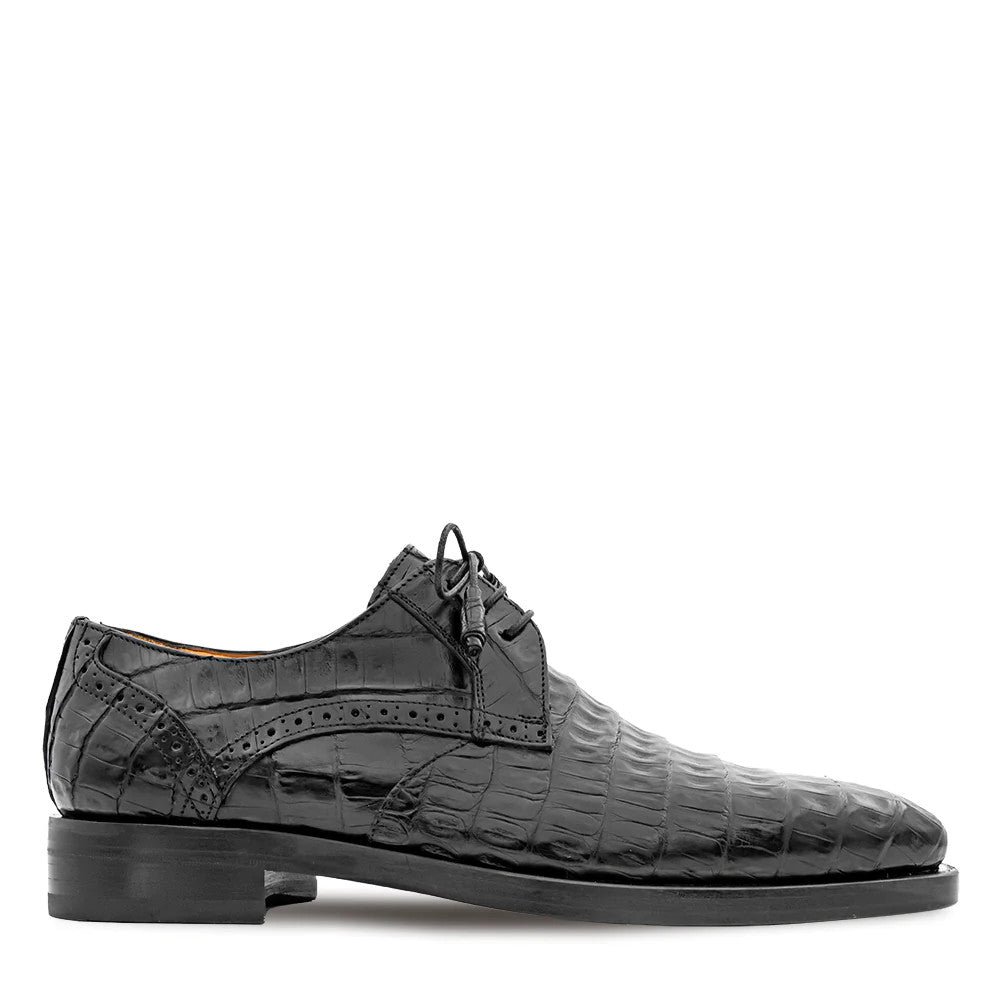 Golfo Plain Toe Crocodile Derby Black by Mezlan