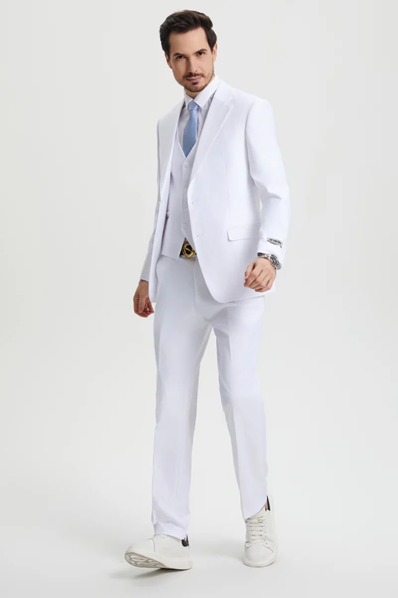 White Stacy Adams Two Button Vested Suit