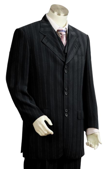 Men's 3 Piece Fashion Zoot Suit - Pimp Suit - Zuit Suit Black