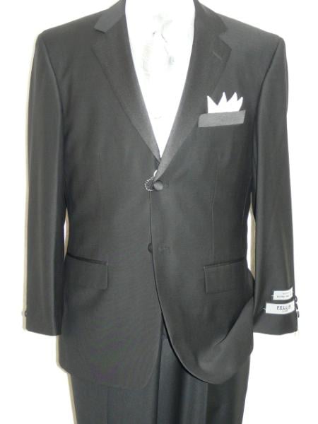 Black Tuxedo Soft Micro Fiber 2 Button Plain Front Pants