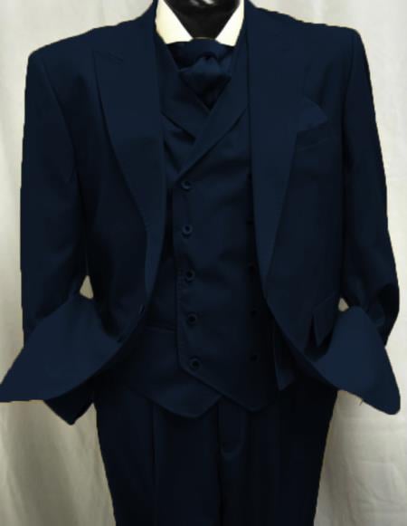 Double Breasted Peak Lapel Pleated Pants Suit