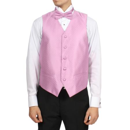 Men's Dark Pink 4-Piece Men's Vest Set Also available in Big and Tall Sizes