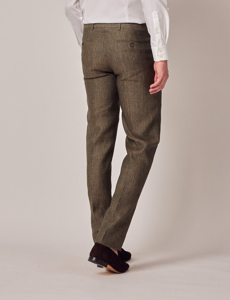 Men's Dark Green Linen Suit - Beach Wedding