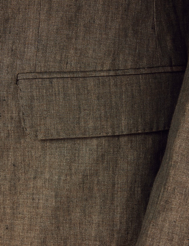 Men's Dark Green Linen Suit - Beach Wedding