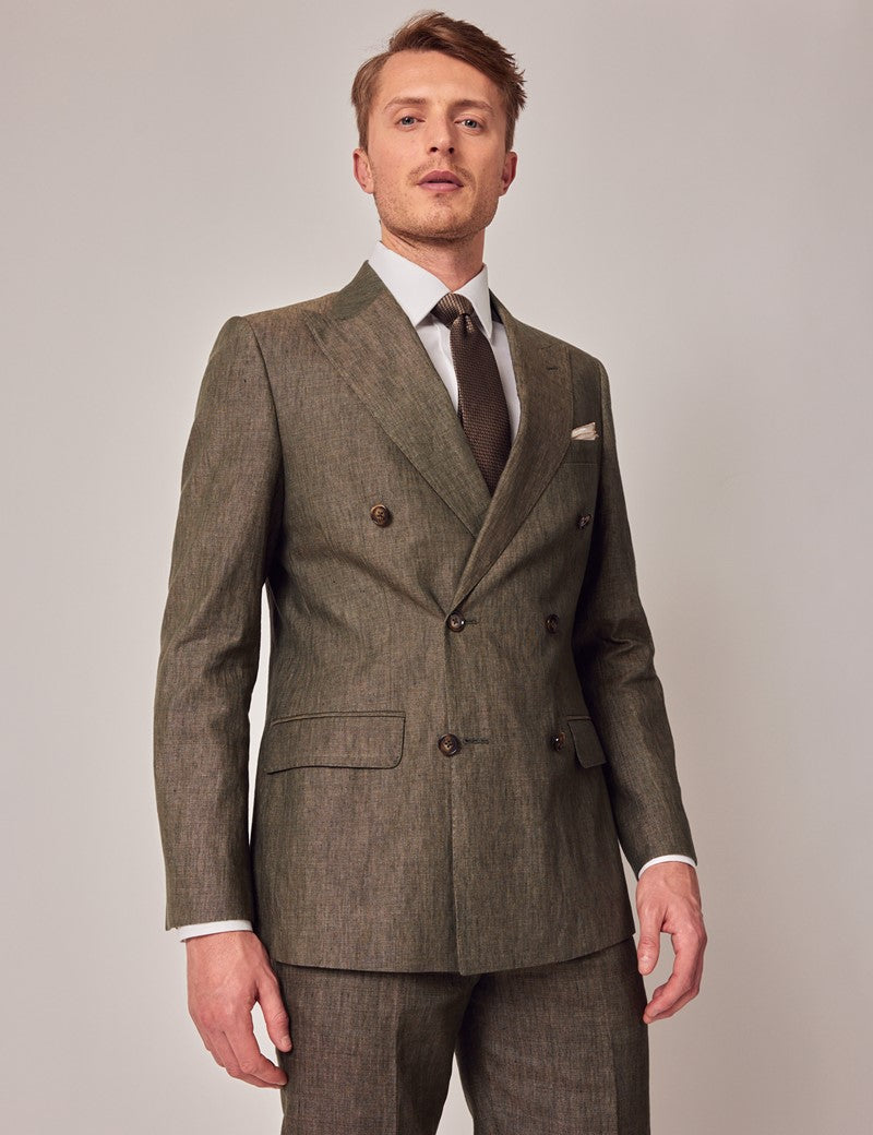 Men's Dark Green Linen Suit - Beach Wedding