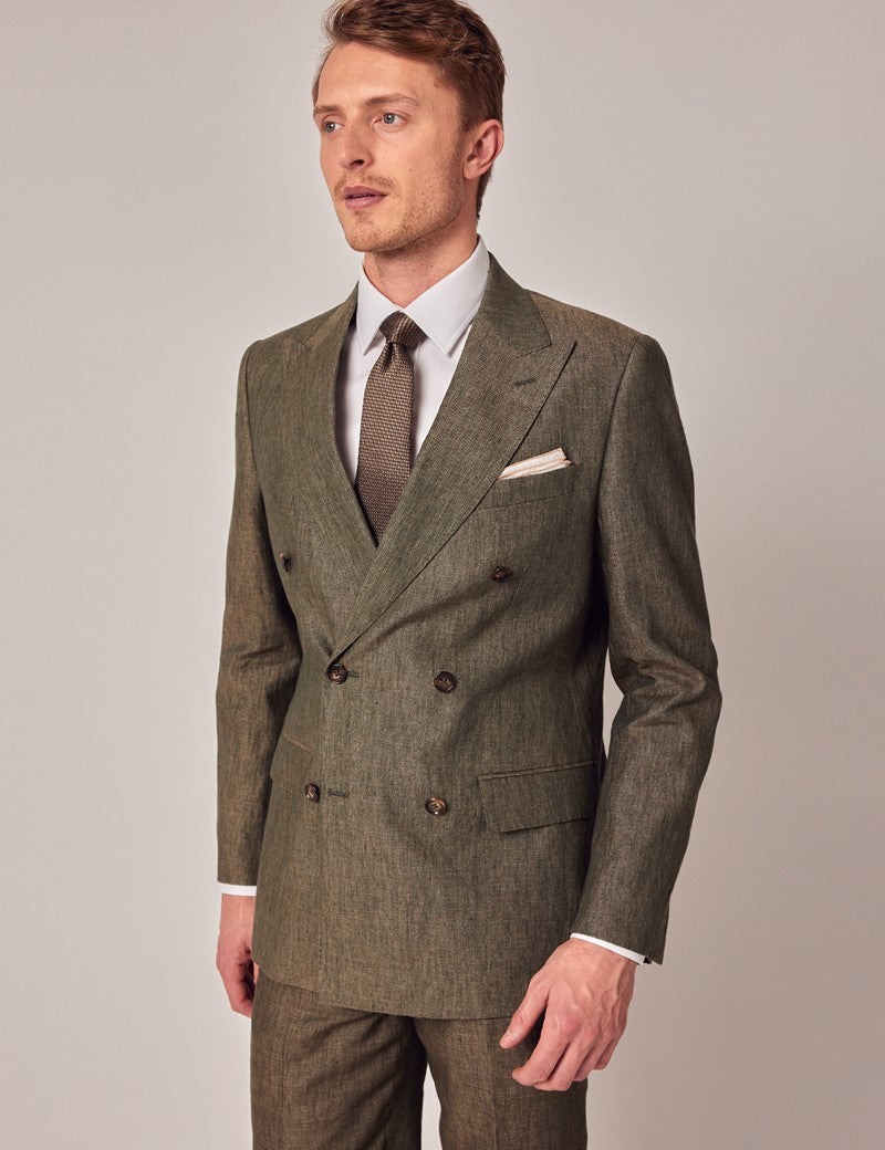 Men's Dark Green Linen Suit - Beach Wedding