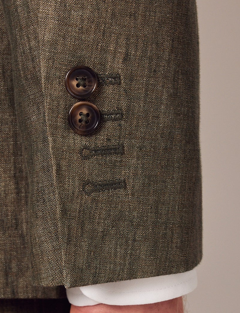 Men's Dark Green Linen Suit - Beach Wedding