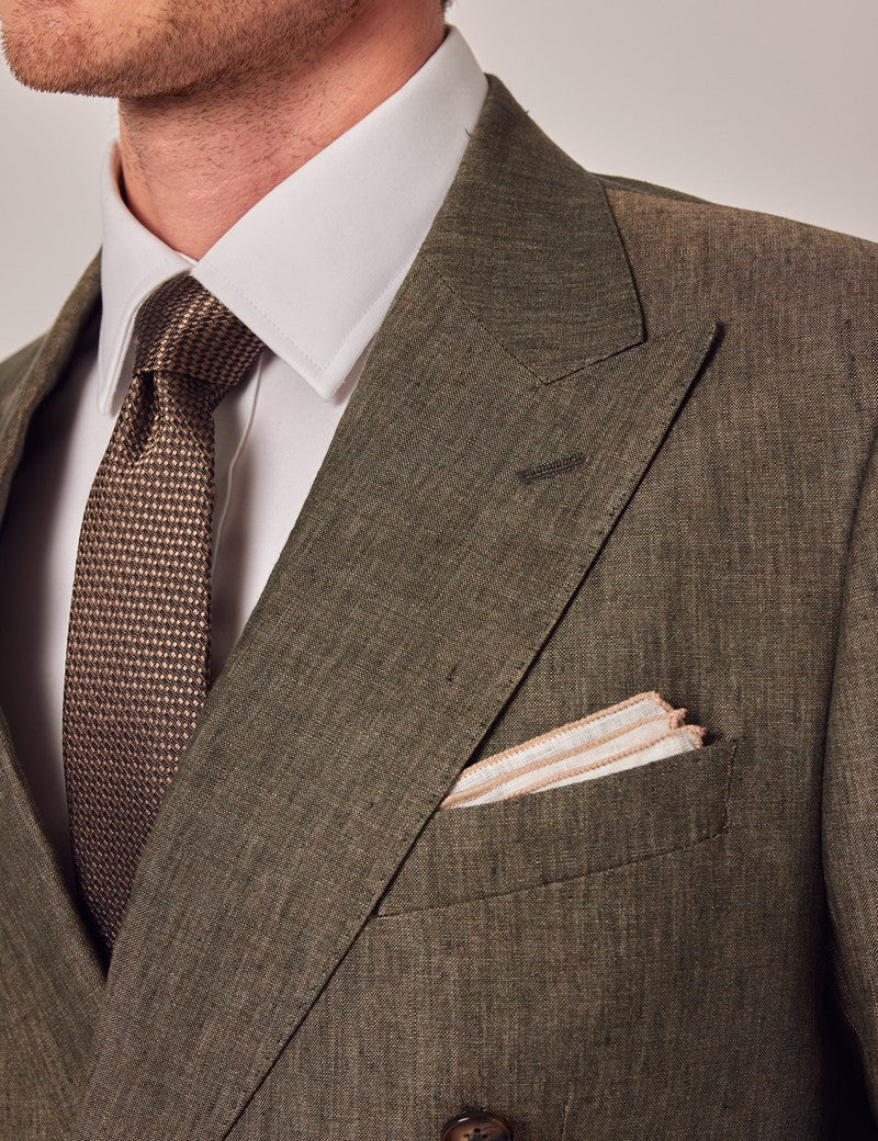 Men's Dark Green Linen Suit - Beach Wedding