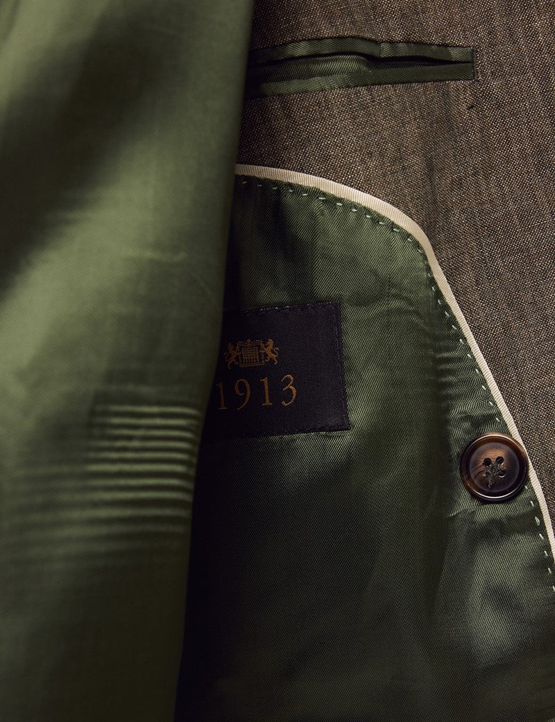 Men's Dark Green Linen Suit - Beach Wedding