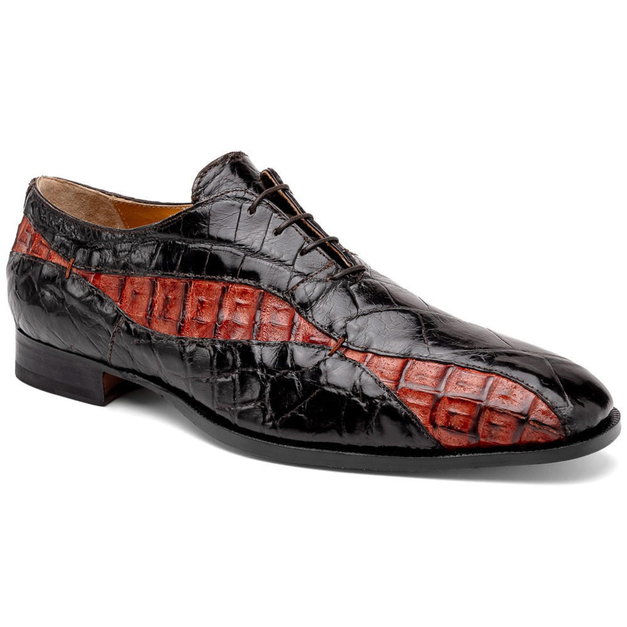 Mauri Dark Brown Gold Alligator Shoes Scarface