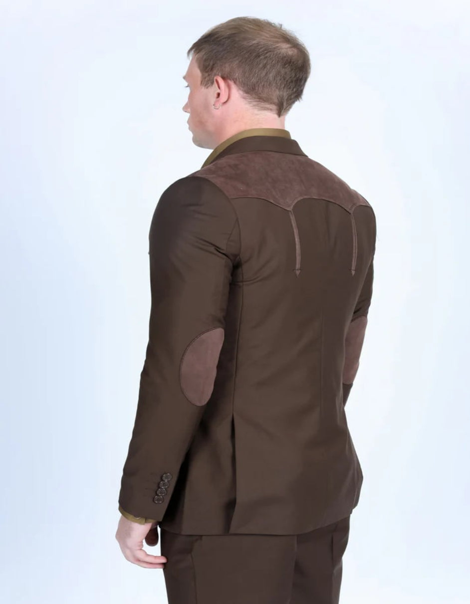 Dark Brown Western Sport Coat with Suede Details