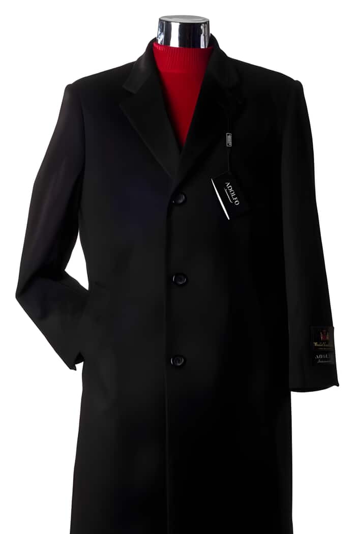 Dark Charcoal 3/4 Cashmere Wool Men's Overcoat