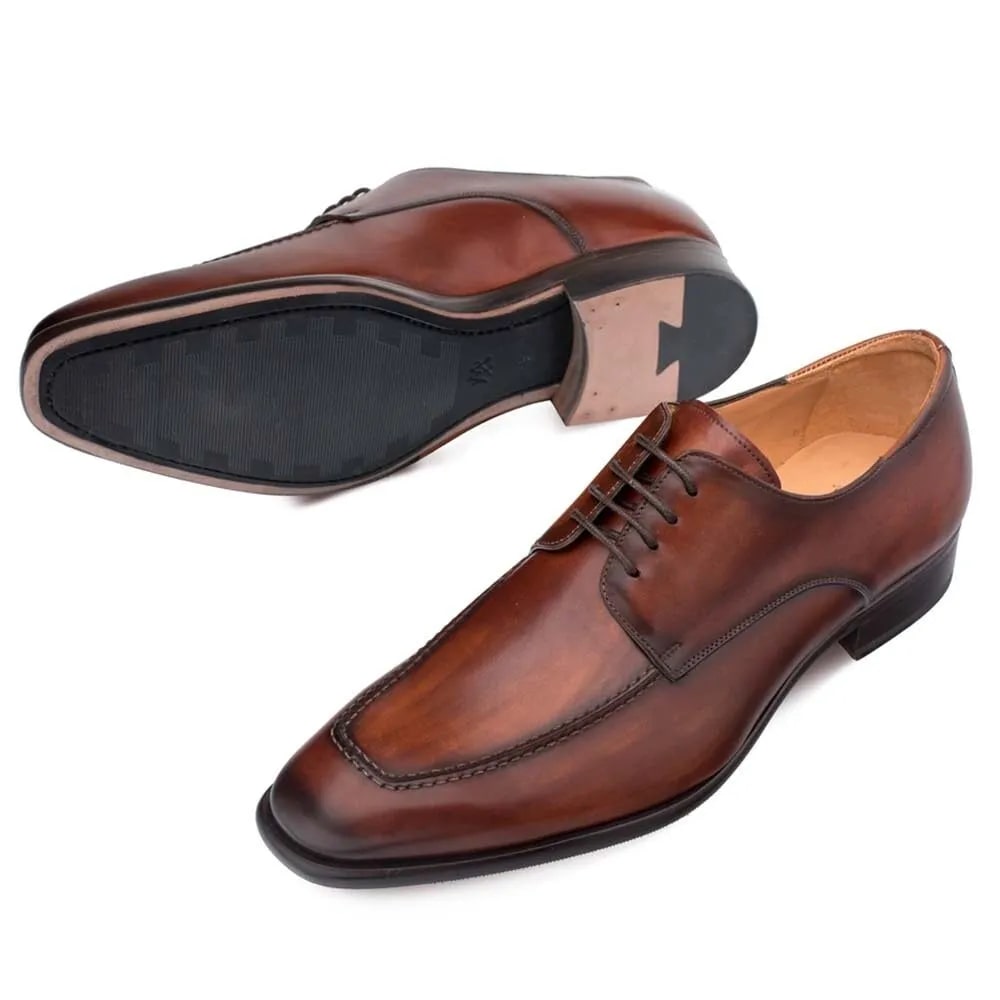 Mezlan Coventry Dark Cognac Calfskin Leather MenŸ??s Classic Apron Oxford