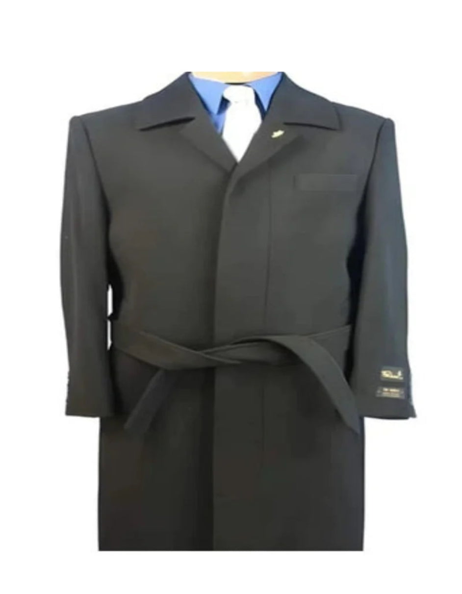 Very Dark Grey Long Wool Blend Men’s Overcoat