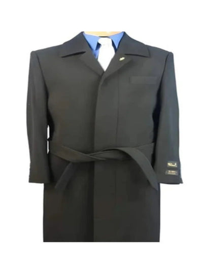 Very Dark Grey Long Wool Blend Men’s Overcoat