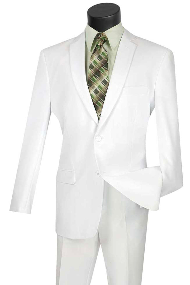 Slim Fit White Poplin 2-Button Suit for Men