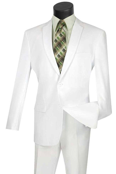 Slim Fit White Poplin 2-Button Suit for Men
