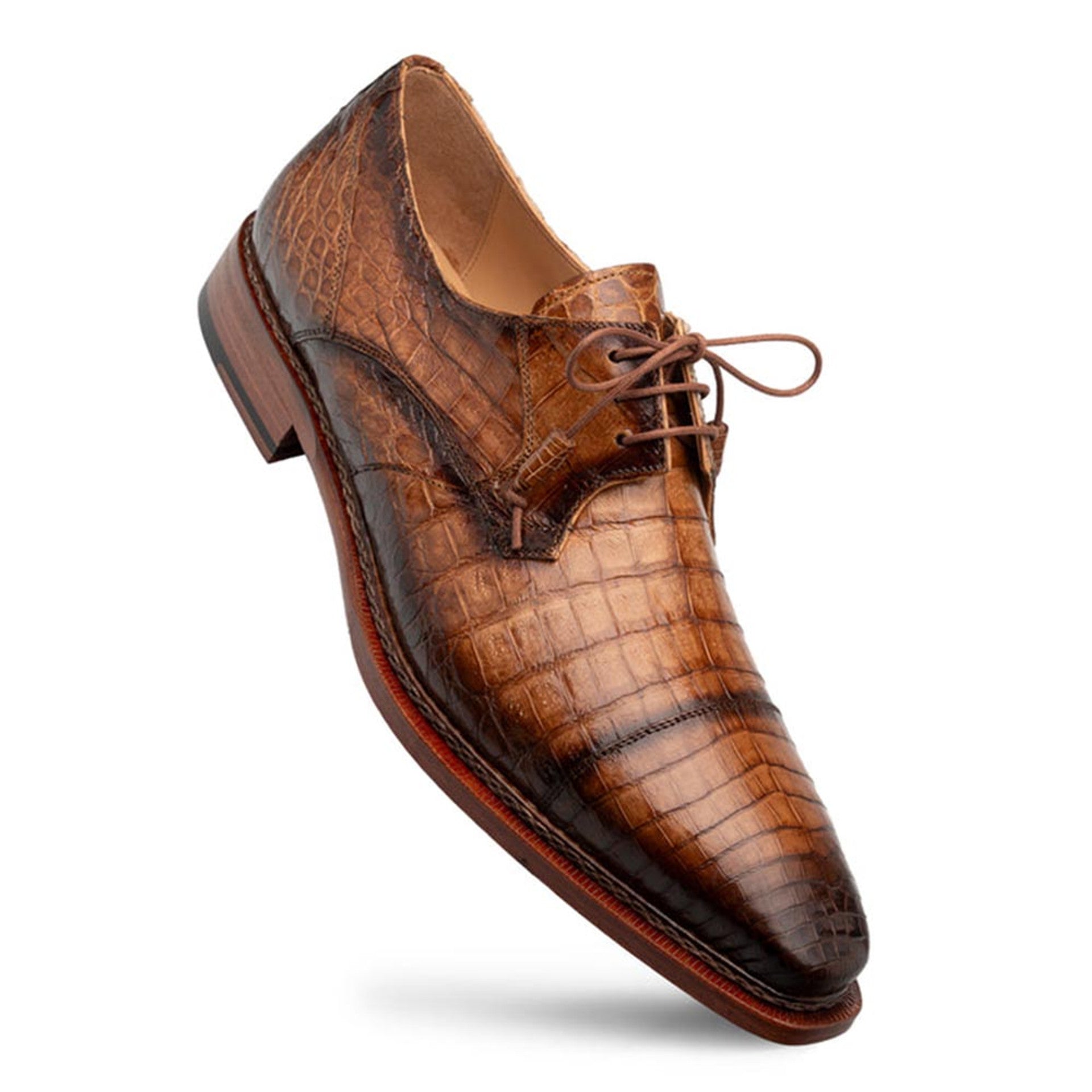 Mezlan Giovane Fuscus Cap Toe Derby Crocodile Shoes