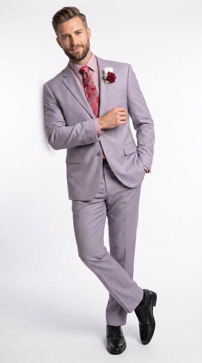 Men’s Light Grey 2 Button Suit, Modern Fit Formal Wedding Business Dress Suit