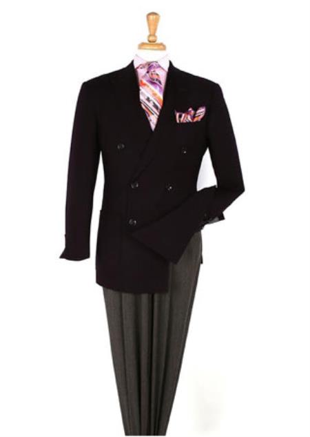 Men's Double Breasted Suits Jacket Blazer Sportcoat Black Jacket