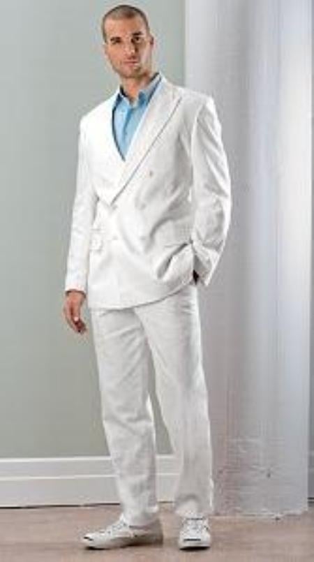 Exclusive Uniqe Stunning Pure Snow All White Suit For Men Double Breasted Men's Dress Suits For Men