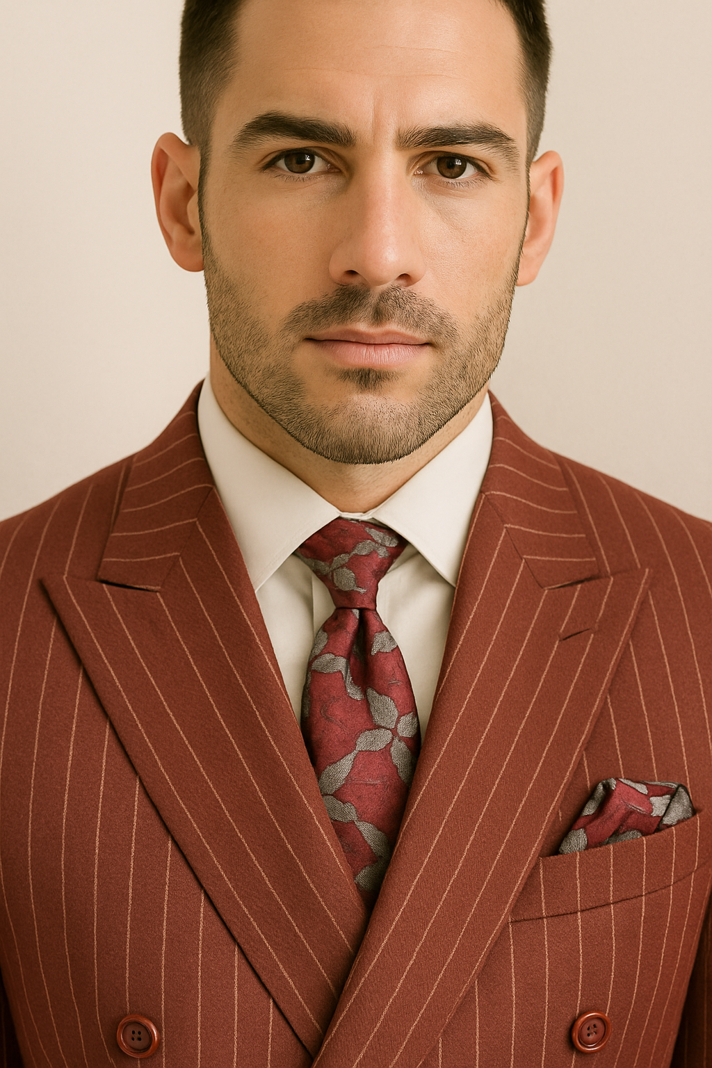 Double Breasted Suit - Maroon Suit - Side Vented - Modern Fit