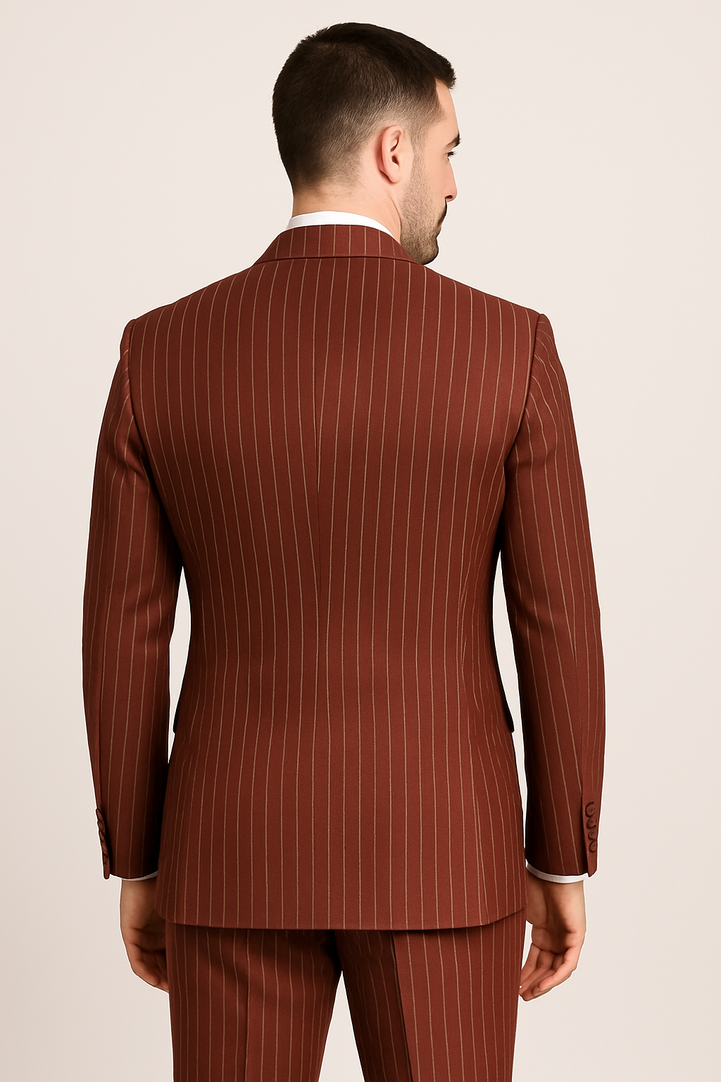 Double Breasted Suit - Maroon Suit - Side Vented - Modern Fit