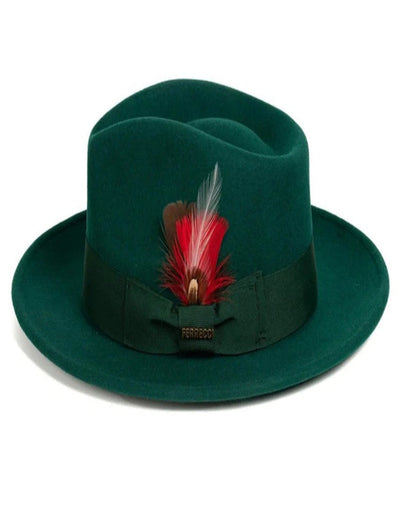 Hunter Green Wool 1920s Fedora Dress Hat