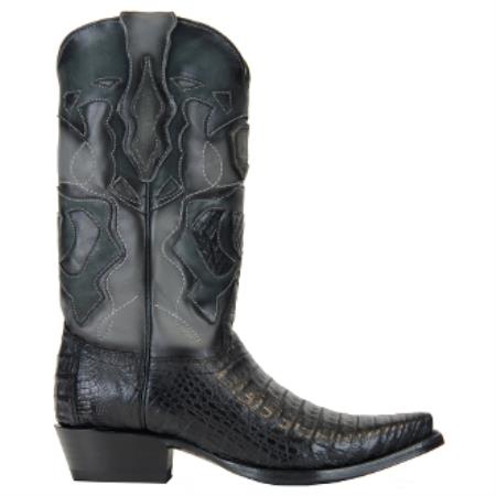 Men's Black Genuine Caiman Belly Handcrafted Dress Cowboy Boot Cheap Priced For Sale Online