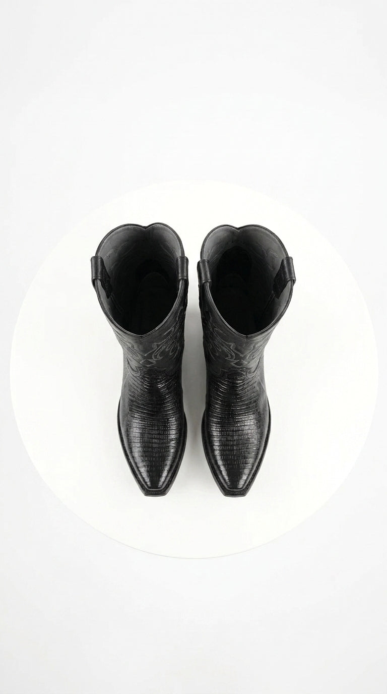 Los Altos Men’s Black Lizard J Toe Cowboy Boots, Exotic Western Dress Boots