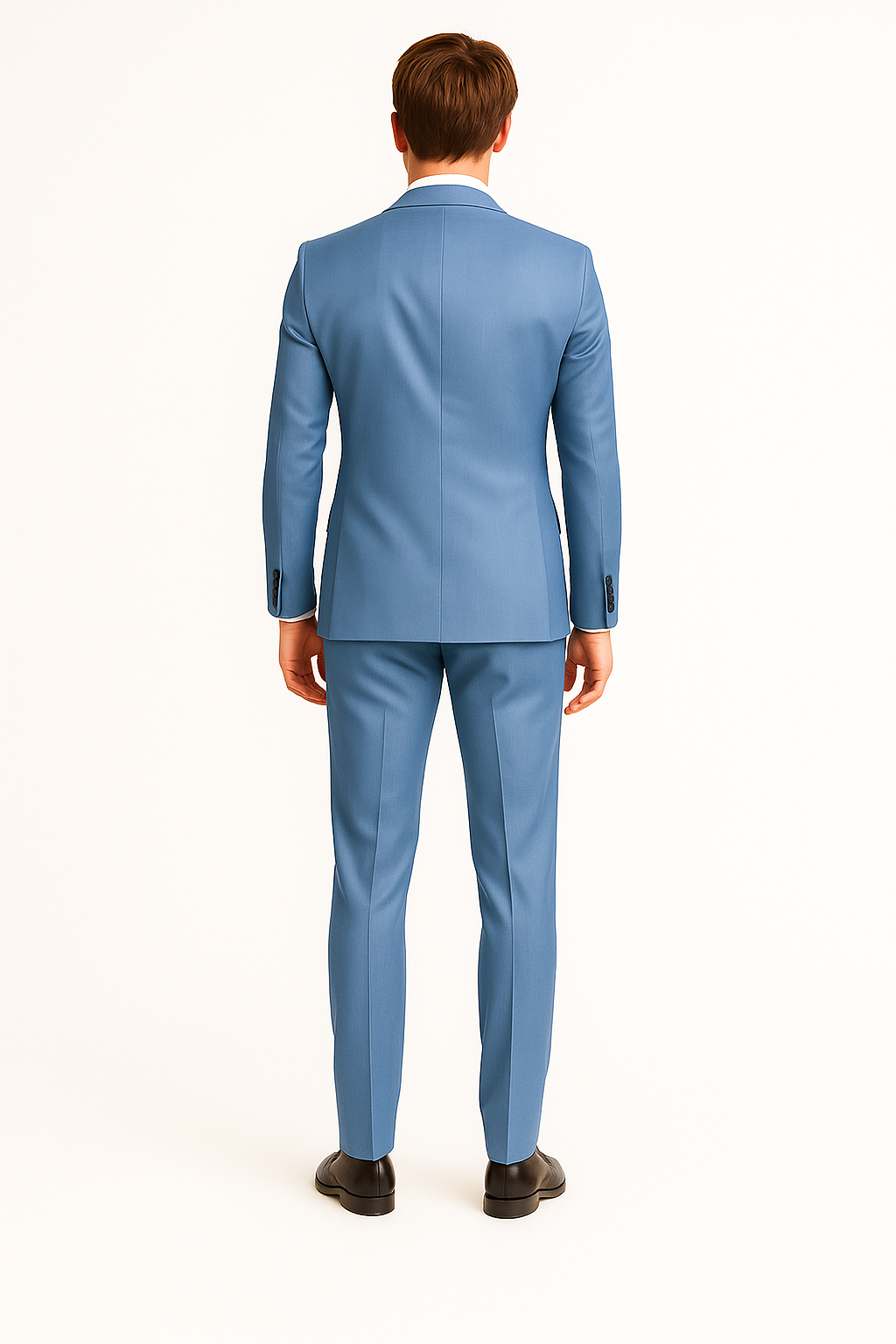 Sharkskin Textured 3-Piece Steel Blue - Dusty Blue Suit