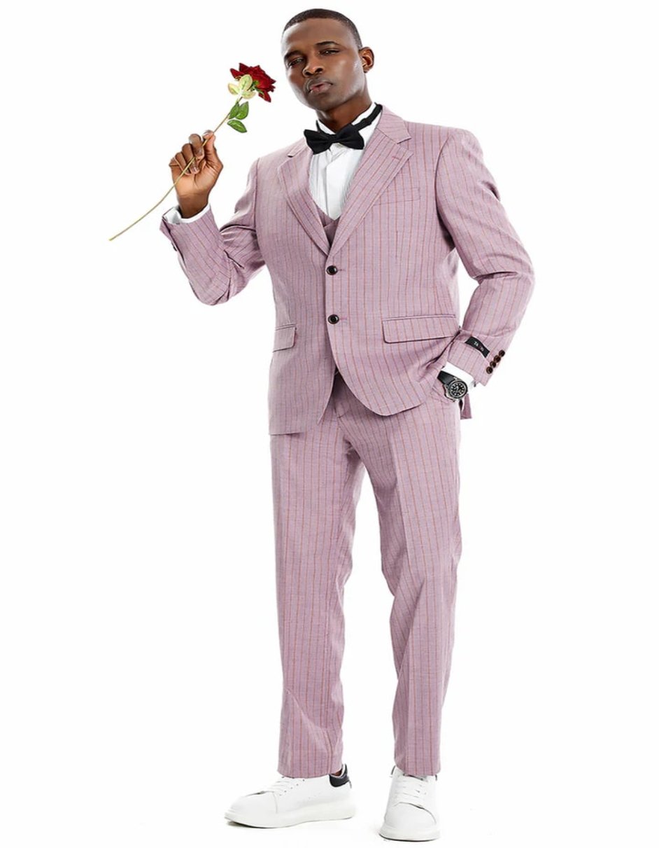 Dusty Rose Pink Vintage Pinstripe Suit - Two Button