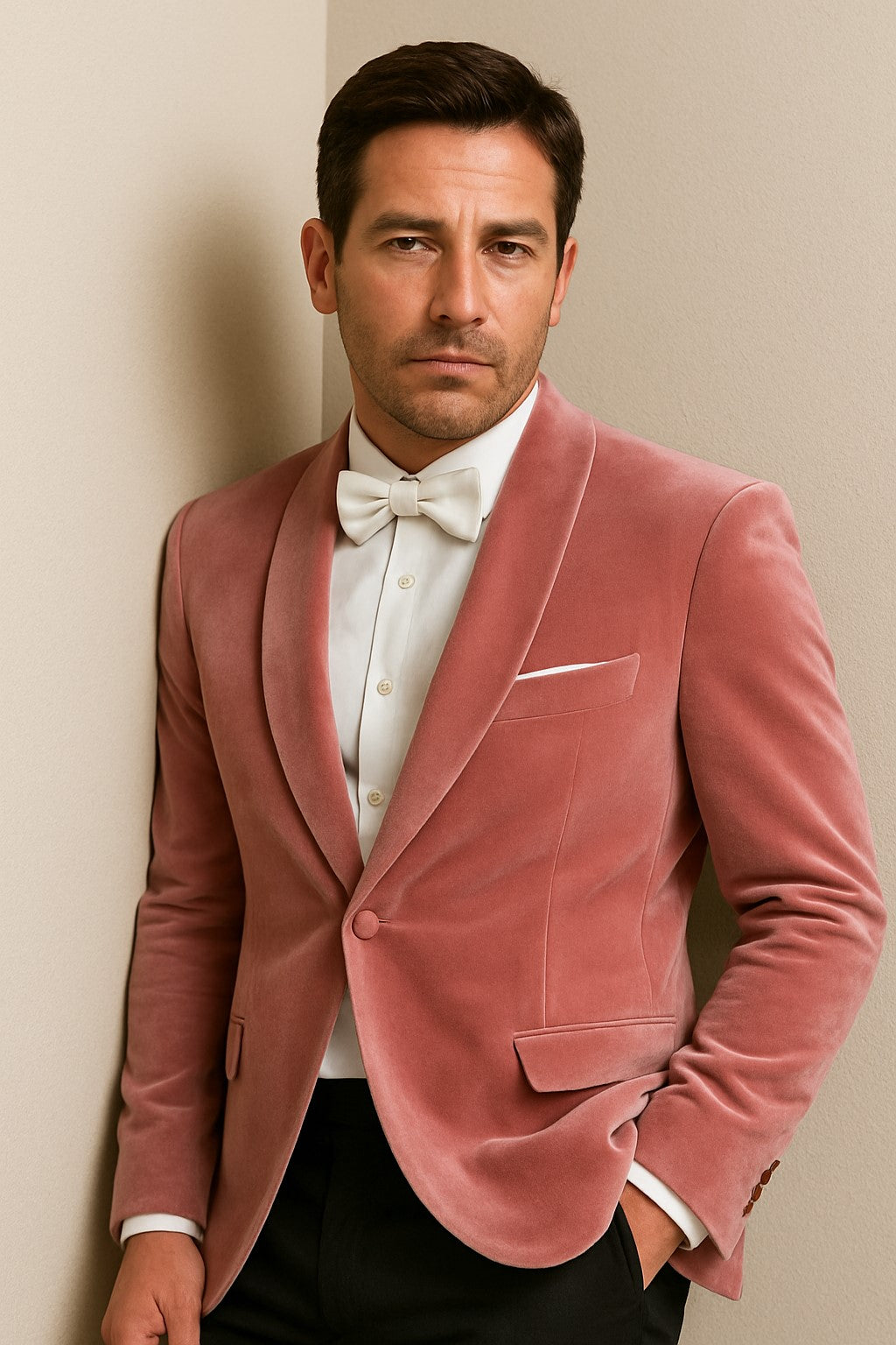 Mens Dusty Rose Velvet Dinner Jacket