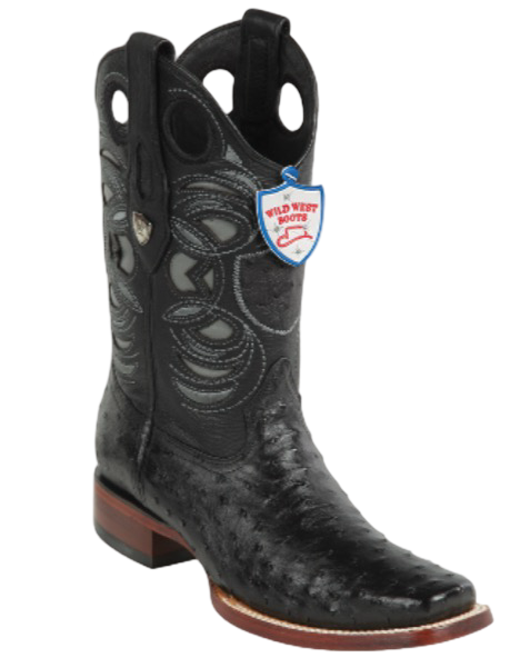 Wild West Botas de Avestruz Rodeo Black Boots