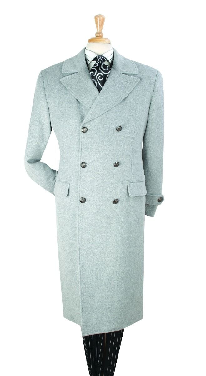 Veno Giovanni Men's Full Length Top Coat Wide Fashion Lapel
