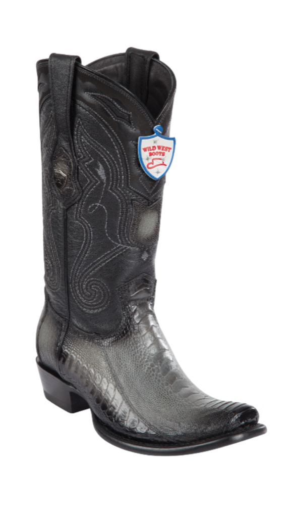 Wild West Ostrich Leg Boots Dubai Toe Gray