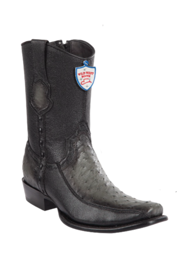 Wild West Botas de Avestruz Dubai Toe Faded Gray