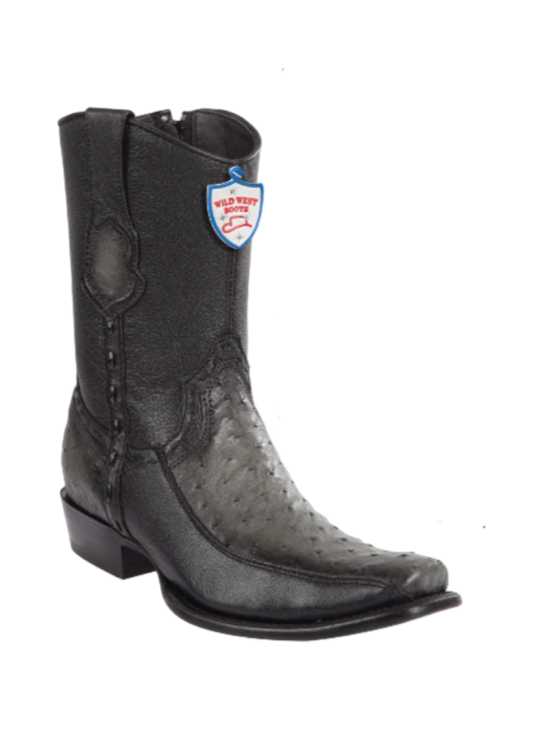 Wild West Botas de Avestruz Dubai Toe Faded Gray