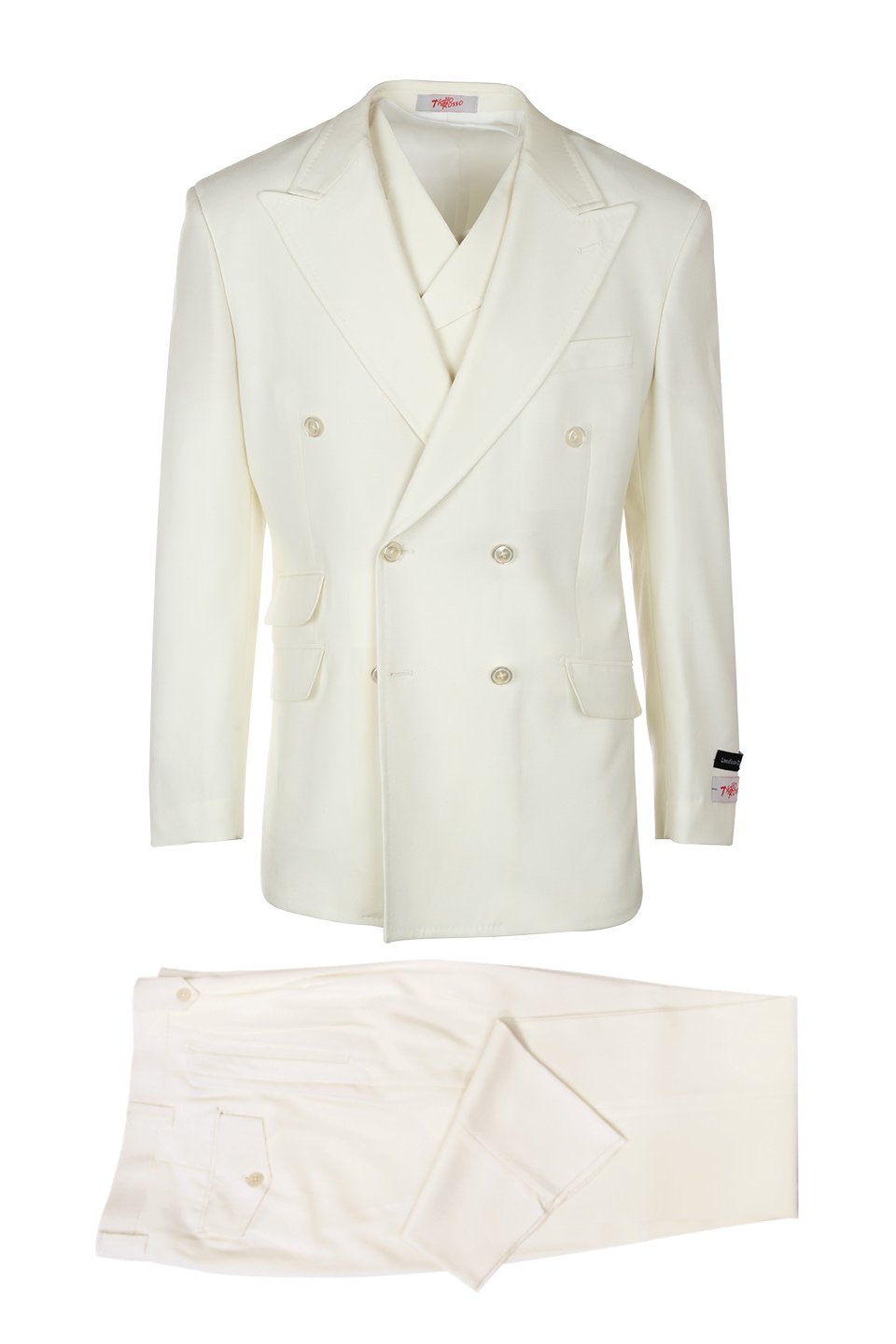 Brite Creations EST OFF-WHITE, Pure Wool, Wide Leg Suit & Vest by Tiglio Rosso