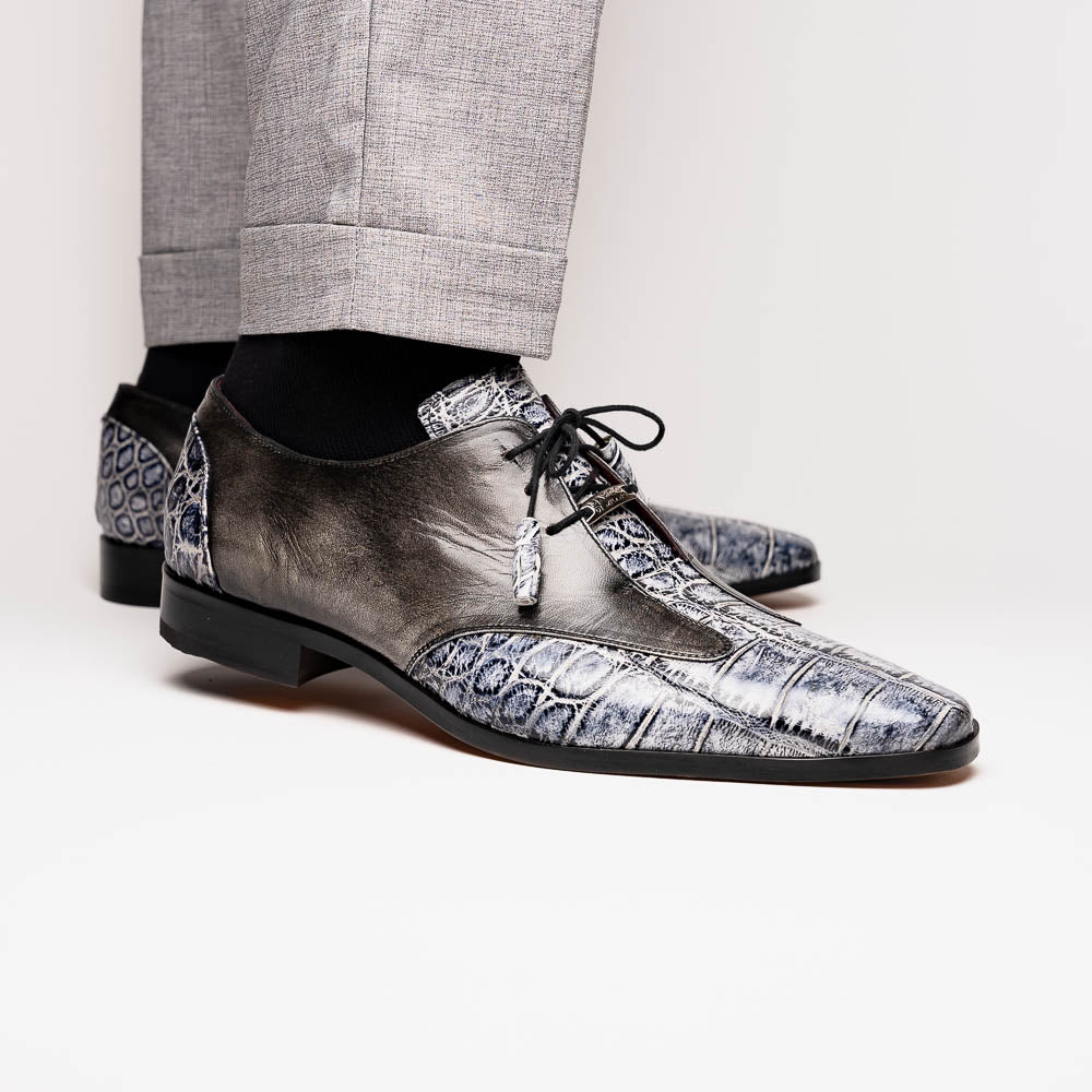 Anzio Exotic Alligator & Calfskin Leather Oxfords