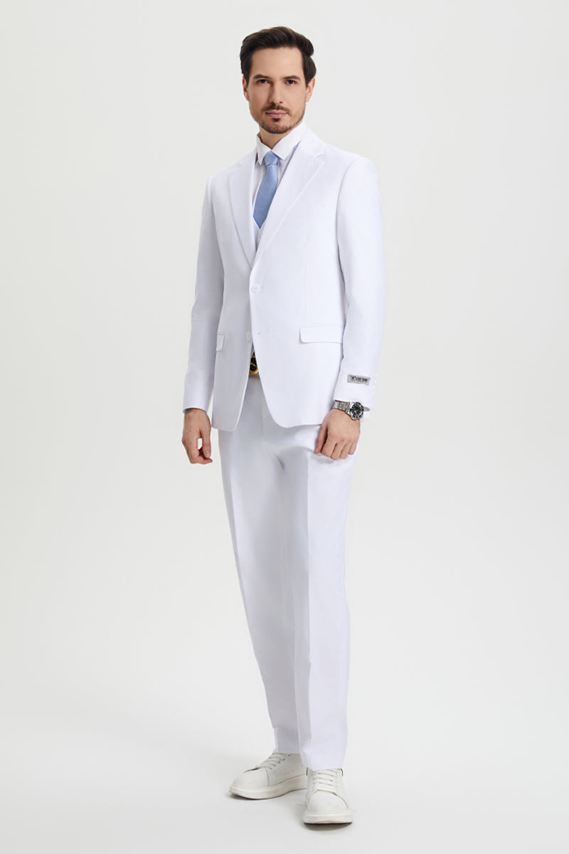 White Stacy Adams Two Button Vested Suit