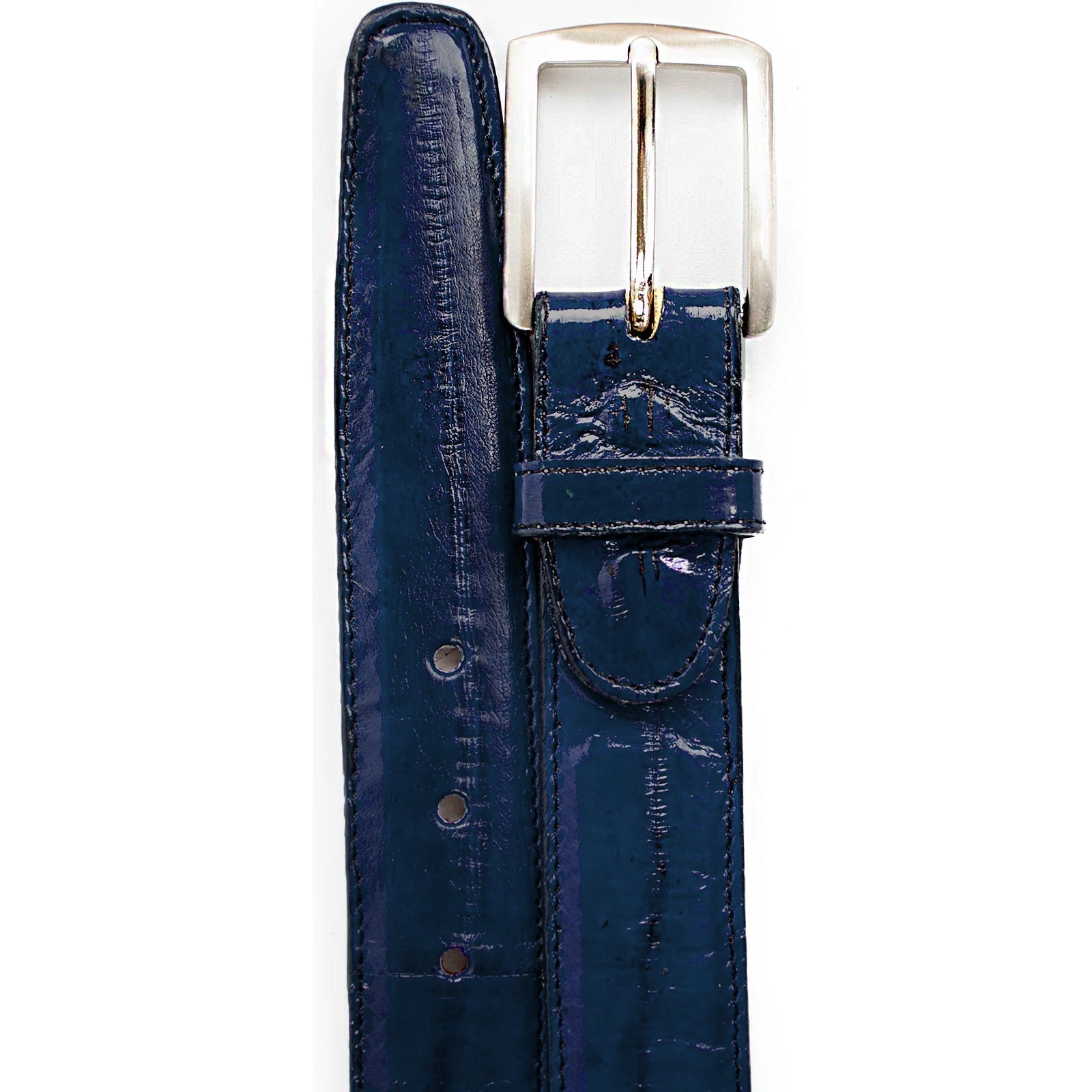 Belvedere Navy Eel Skin Men's Dress Belt
