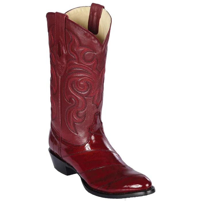 Eel Burgundy R-Toe Cowboy Boots for Men