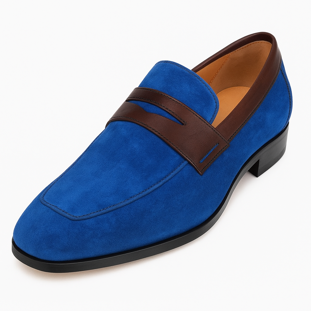 Men's Blue Slip On Stylish Dress Loafer Design Shoe