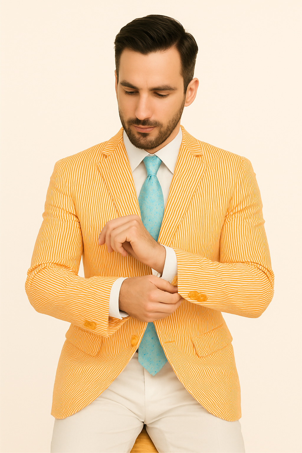 Striped Seersucker Orange Blazer