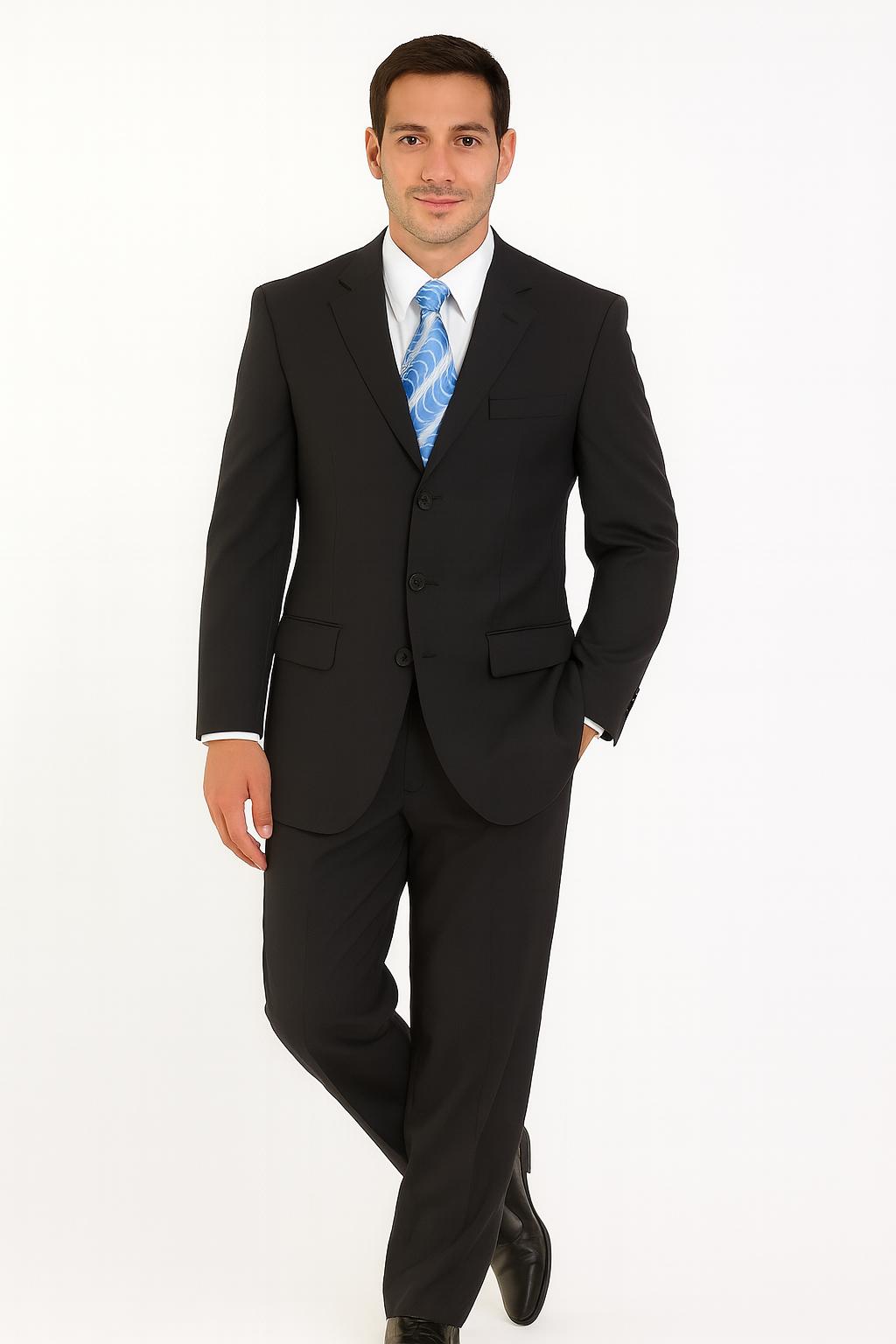 Milano Moda 3-Button Navy Suit for Men