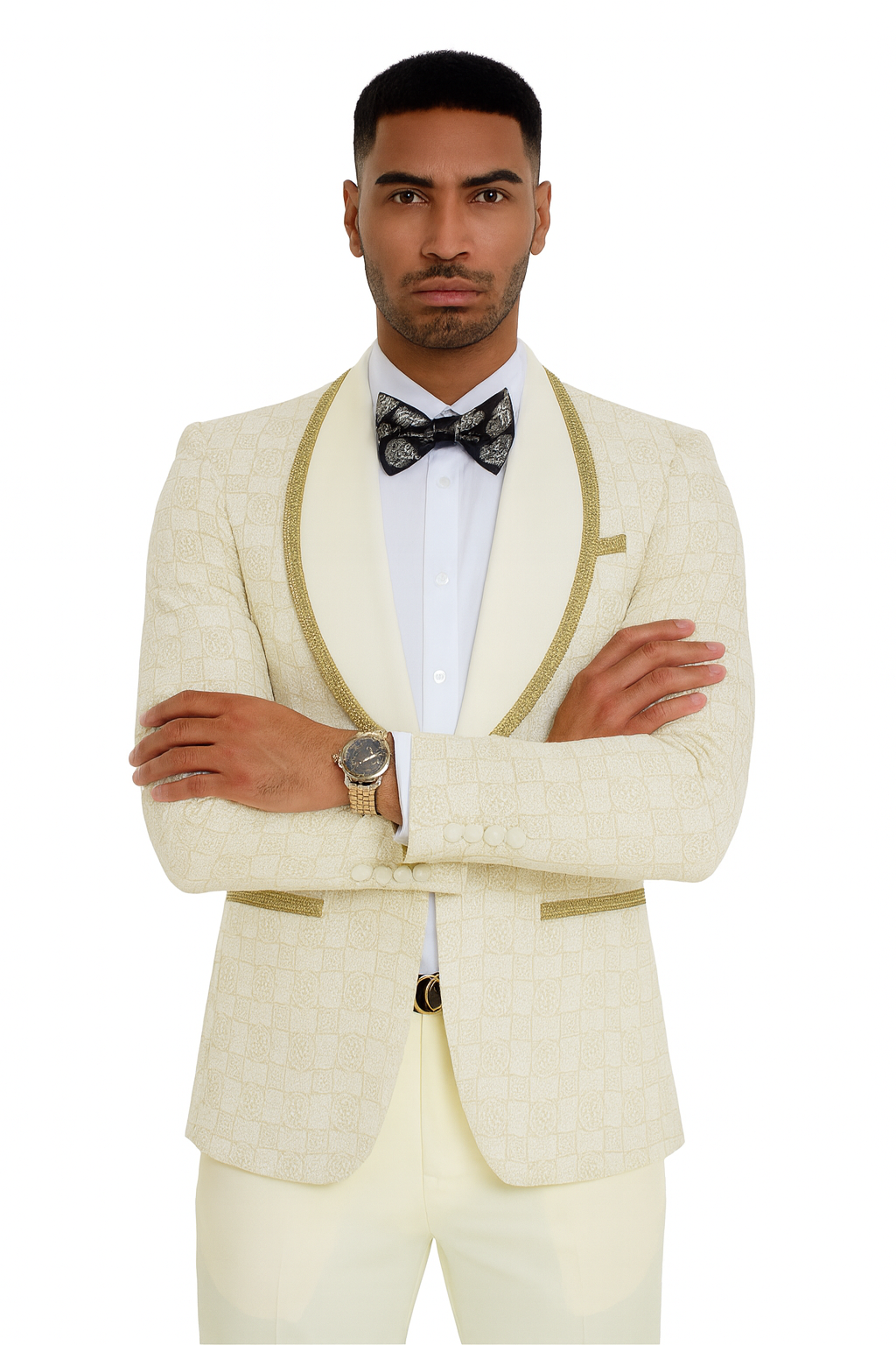 Ivory and Gold 2pc Suit by Tazzio